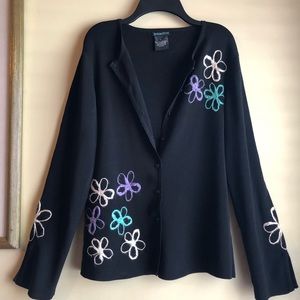 Yarns & Stitches Black Embroidered Cardigan